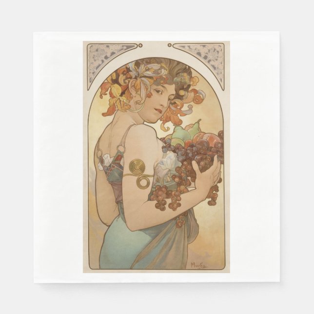 Obst (Jugendstil) (Portrait von Frauen) (Obst) Serviette (Vorderseite)