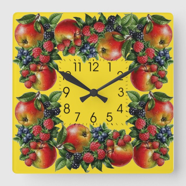 Obst Quadratische Wanduhr (Vorderseite)