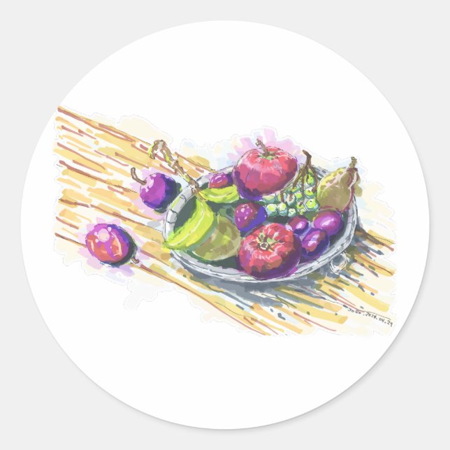 Obst Stillleben Runder Aufkleber (Vorderseite)