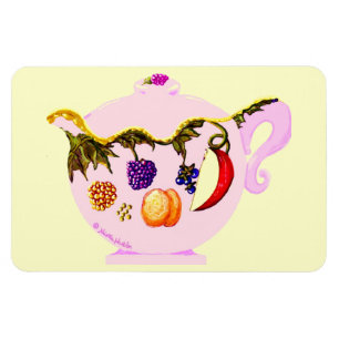 Obst und Blätter Rosa China Teekanne Premium Flexi Magnet