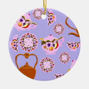 Obst und Blätter Tee Keramik Ornament