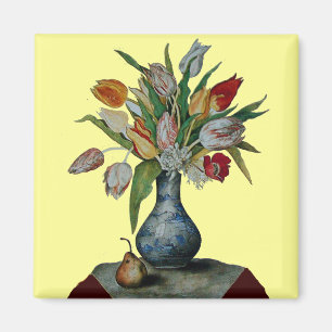 OBST UND BLUME DER SAISON - TULIPS IN BLAUEN VASE MAGNET