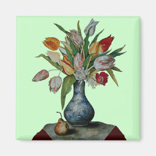 OBST UND BLUME DER SAISON - TULIPS IN BLAUEN VASE MAGNET