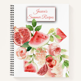 Obst und Blume Wasserfarben-Rezept-Notebook Notizbuch
