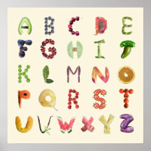 Obst und Gemüse Alphabet Kunst - Gesunde Lebensmit