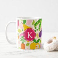 Obst und Gemüse aus roten Monogramm