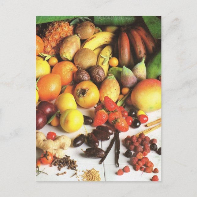 Obst und Gemüse, exotische Früchte Postkarte (Vorderseite)