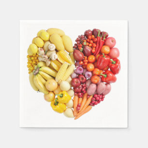 Obst und Gemüse Herz Serviette