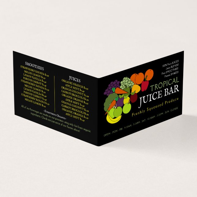 Obst und Gemüse, Saft, Bar, im Einzelnen Visitenkarten (Vorderseite)