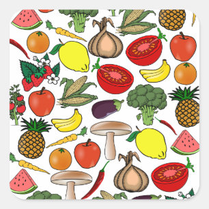 Obst- und Gemüseaufkleber Quadratischer Aufkleber