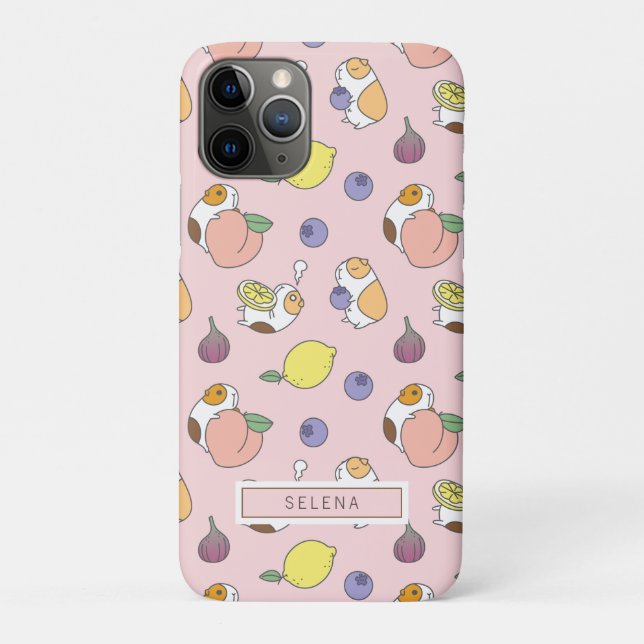 Obst und Guinea Schweinemuster in pfirsichrosa Case-Mate iPhone Hülle (Rückseite)