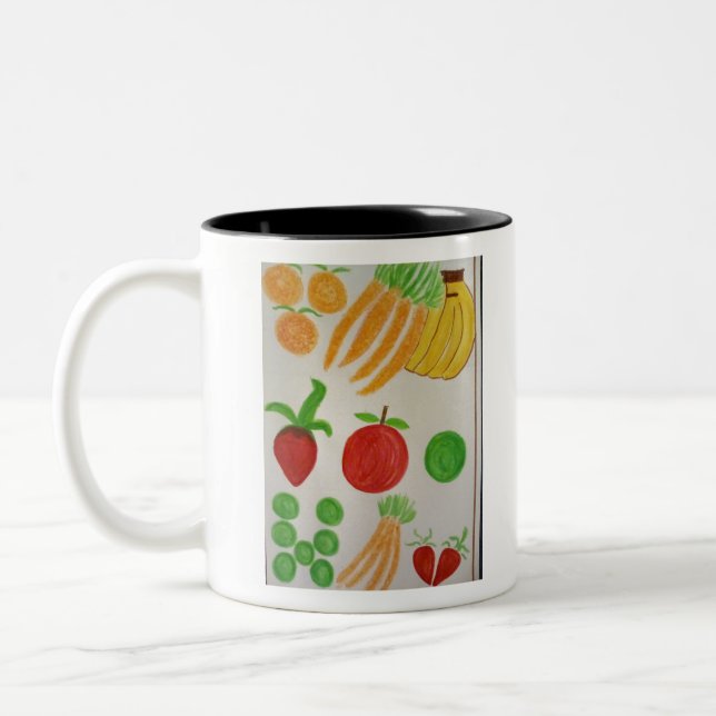 Obst und Karotten Zweifarbige Tasse (Links)