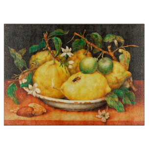 OBST UND WEISSE BLUME DER SAISON SCHNEIDEBRETT