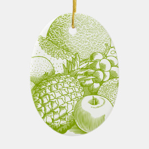 Obst Vintage Lebensmittel gesunder Retro Keramik Ornament