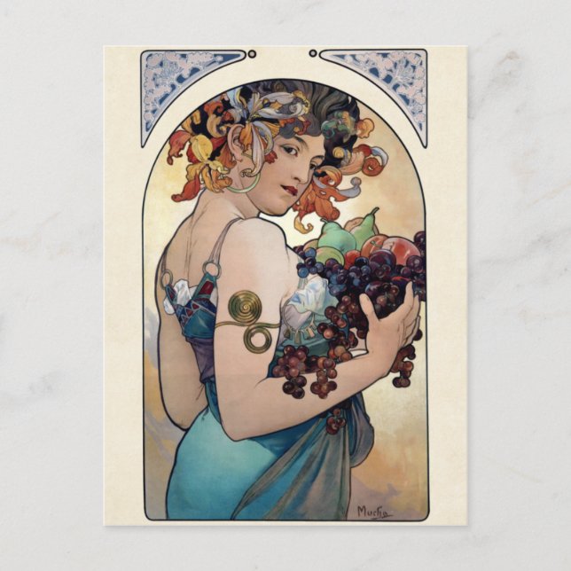 Obst von Alfons Mucha 1897 Postkarte (Vorderseite)