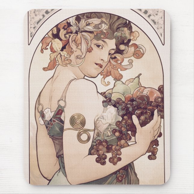 Obst von Alphonse Mucha  Mousepad (Vorne)