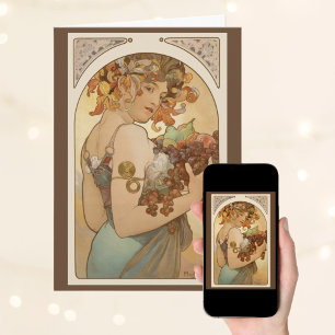 Obst von Alphonse Mucha, Vintage Art Nouveau Karte