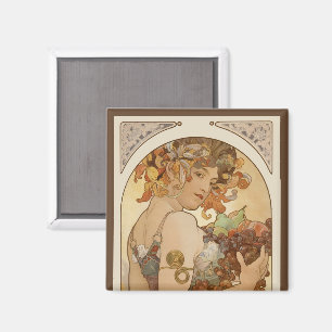 Obst von Alphonse Mucha, Vintage Art Nouveau Magnet