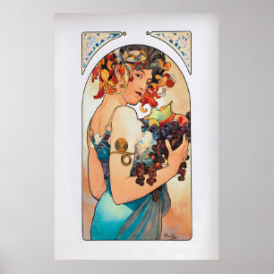 Obst von Alphonse Mucha Vintage Feine Kunst Neuze Poster