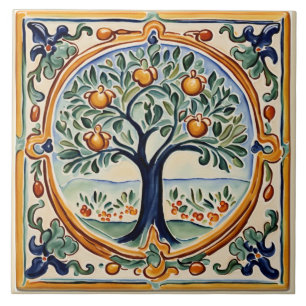 Obstbaum Mittelmeer Italienisch Ländlich Volkskuns Fliese