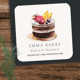 OBSTBLÜTTENKUCHEN PATISSERIE CUPCAKE BAKERIE SIEGE QUADRATISCHER AUFKLEBER
