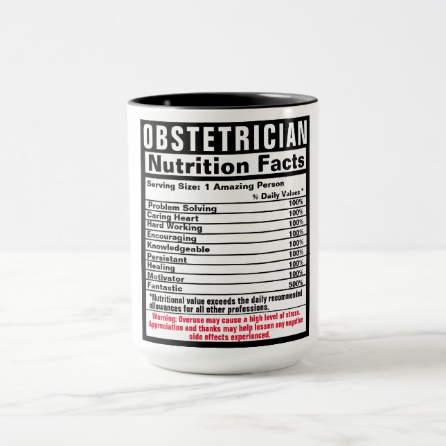 Obstetriker Doctor Funny Nutrional Facts Tasse (Zentrum)