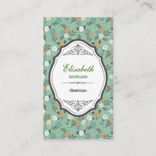 Obstetriker - Elegante Vintage Blume Visitenkarte