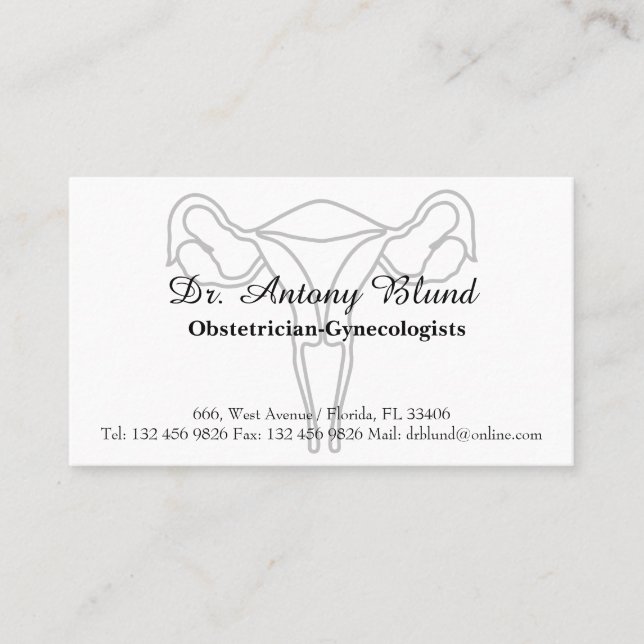 Obstetriker OBGYN Elegant Uterus Cervix Visitenkarte (Vorderseite)