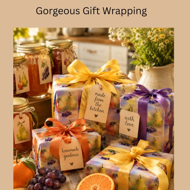 Obstgarten Ernte Geschenkverpackungsbögen — Set mi Geschenkpapier Set (Wrap homemade gifts beautifully with orchard fruit gift paper inspired by fresh harvest goodness.)