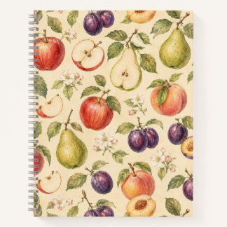 Obstgarten Frucht Aquarellmuster Notizbuch