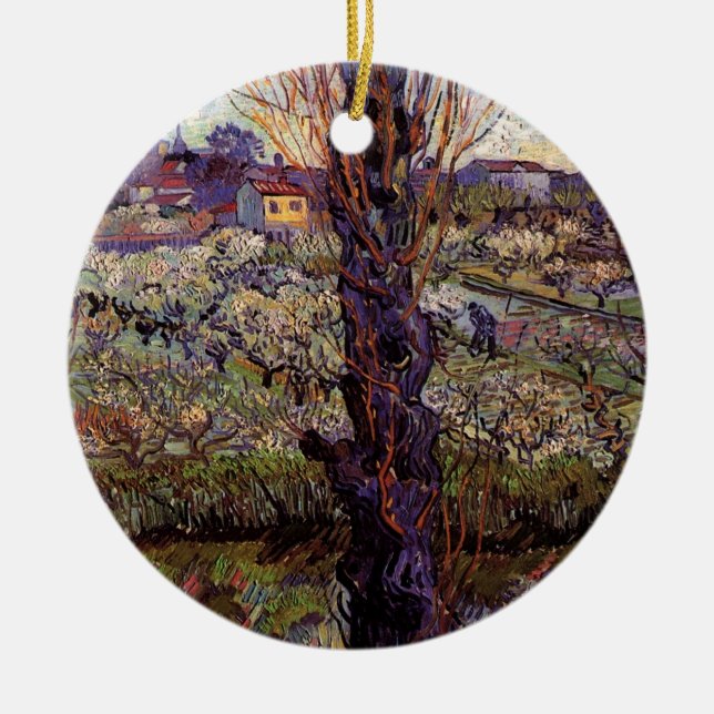 Obstgarten in Blossom, Arles von Vincent van Gogh Keramik Ornament (Vorne)