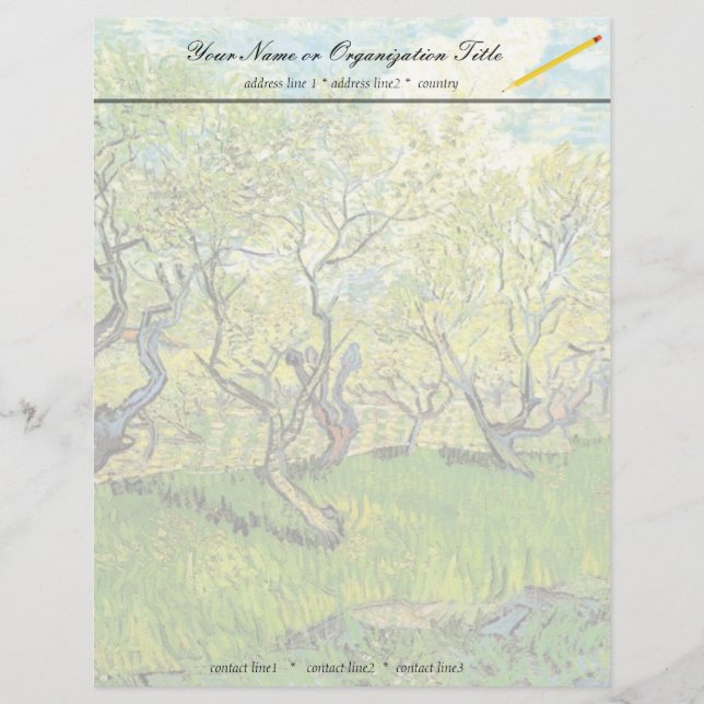 Obstgarten in Blossom, Vincent van Gogh. Briefkopf (Vorderseite)