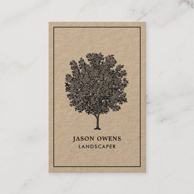 Obstgarten Landscaper Kraft Business Card Visitenkarte (Vorderseite)