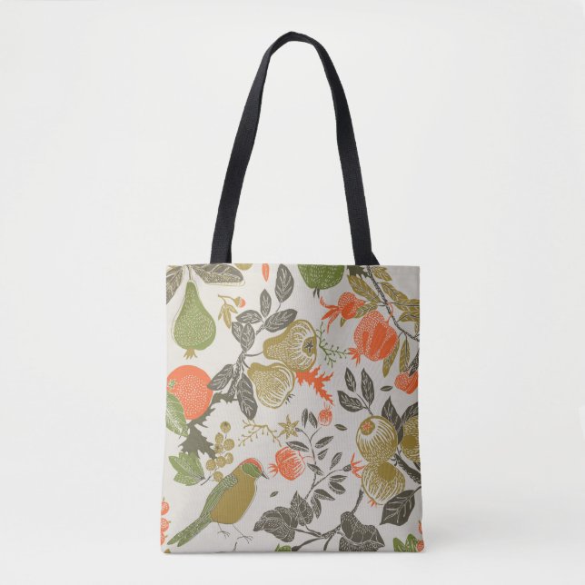 Obstgarten mit Vogel. nahtloses Muster Tasche (Vorderseite)