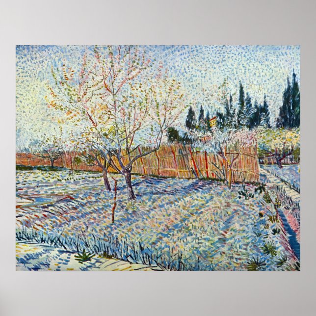 Obstgarten mit Zypresse von Vincent van Gogh Poster (Vorne)