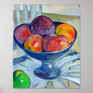 Obstgeschirr auf Gartenstuhl von Paul Gaguin Poster