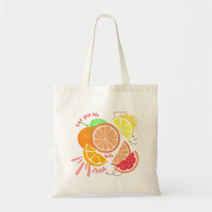 ObstInspiriert Live-Leben mit Zest Zitrus Thema Tragetasche