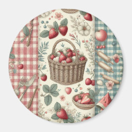 Obstkorb Gingham-Spaß Magnet