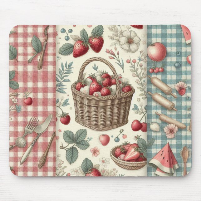 Obstkorb Gingham-Spaß Mousepad (Vorne)