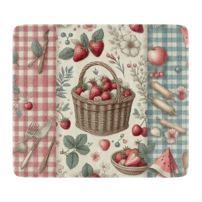 Obstkorb Gingham-Spaß Schneidebrett (Vorderseite)