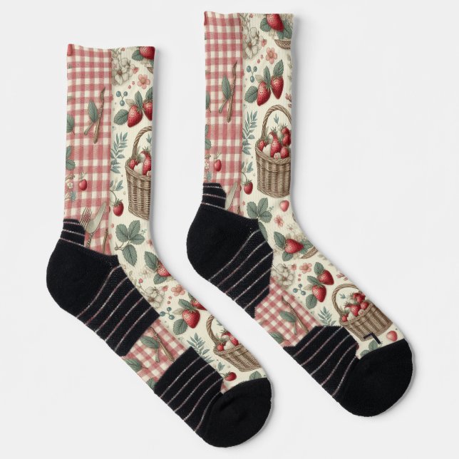 Obstkorb Gingham-Spaß Socken (Rechts)
