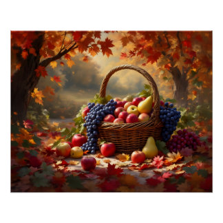 Obstkorb im Herbst Poster