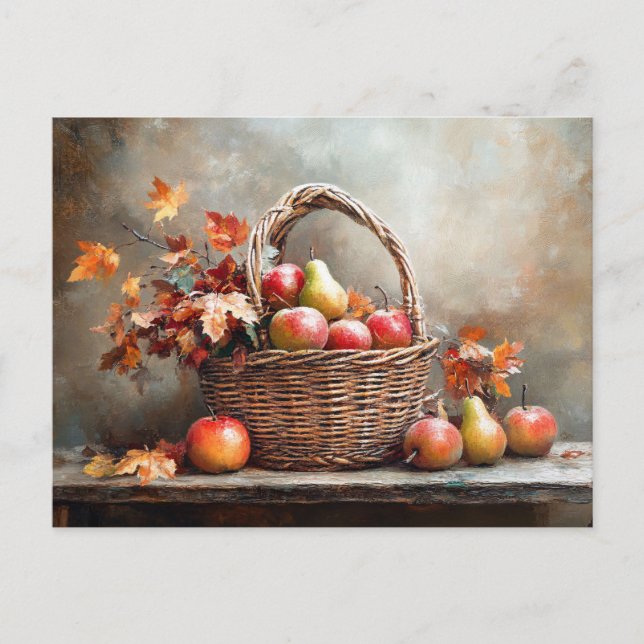 Obstkorb im Herbst Postkarte (Vorderseite)