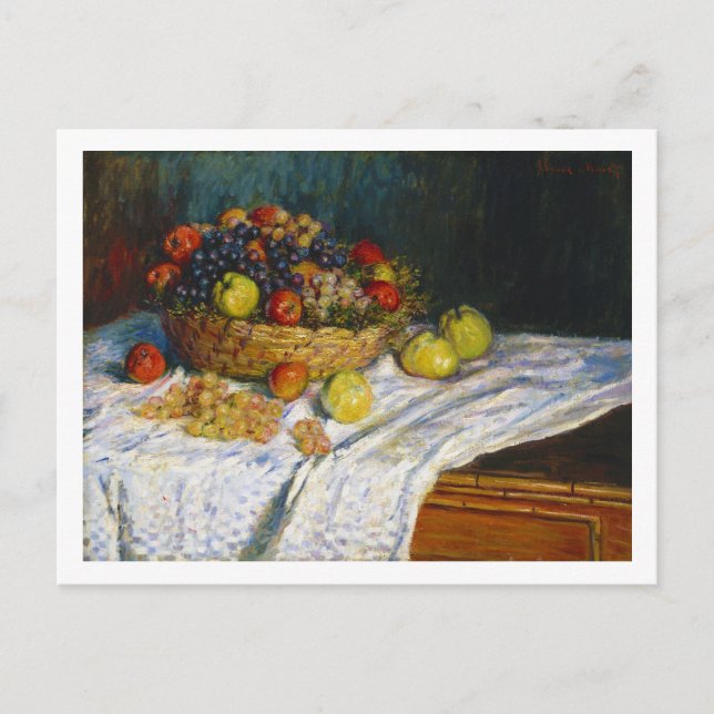 Obstkorb mit Äpfeln und Trauben Claude Monet Postkarte (Vorderseite)