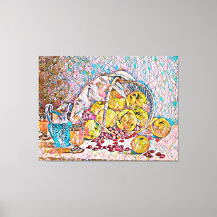 Obstkorb Pitcher Essen noch Leben Abstrakte Kunst Leinwanddruck