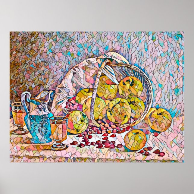 Obstkorb Pitcher Essen noch Leben Abstrakte Kunst Poster (Vorne)