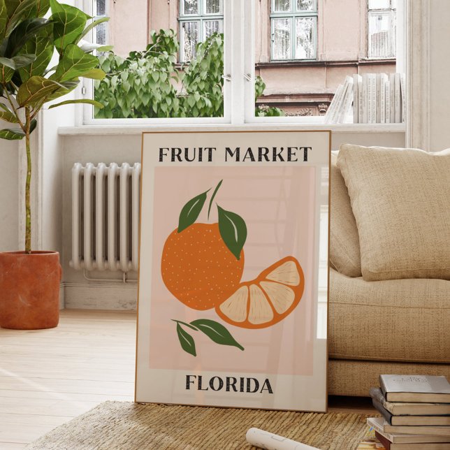 Obstmarkt Florida Orange Essen Poster (In situ Living room)