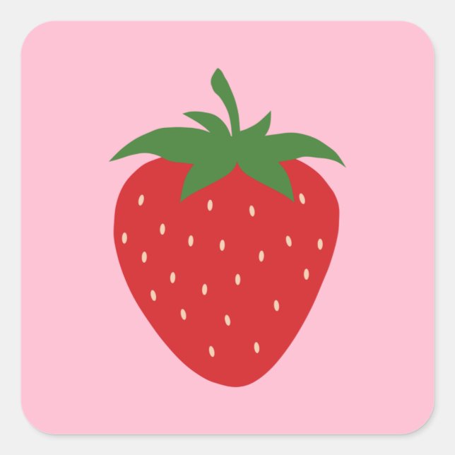 Obstmarkt Rosa Erdbeere Küche Moderne Dekoration Quadratischer Aufkleber (Vorderseite)