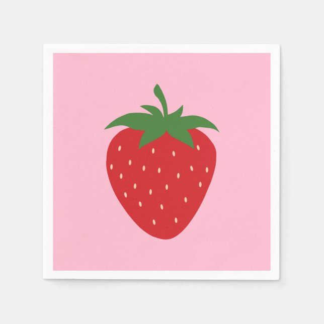 Obstmarkt Rosa Erdbeere Küche Moderne Dekoration Serviette (Vorderseite)