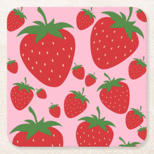 Obstmarkt rosa Erdbeeren Lebensmittel Kunst abstra Rechteckiger Pappuntersetzer
